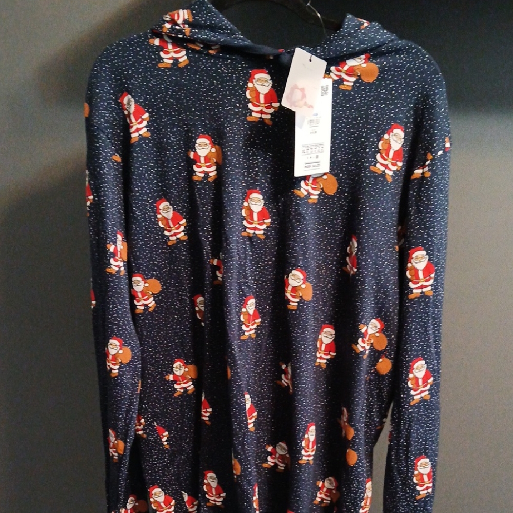 Denim & Flower Navy Santa Hoodie